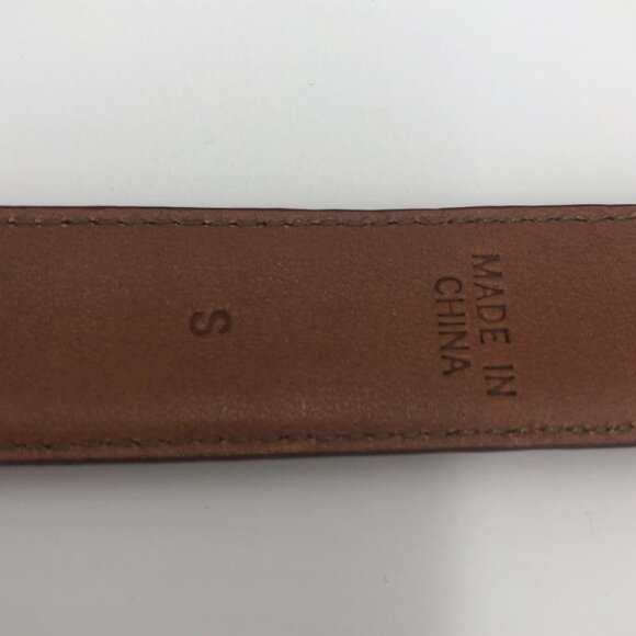 LAUREN Ralph Lauren Cognac Brown Croc-Embossed Leather Belt with Silver Buckle S - Picture 7 of 8